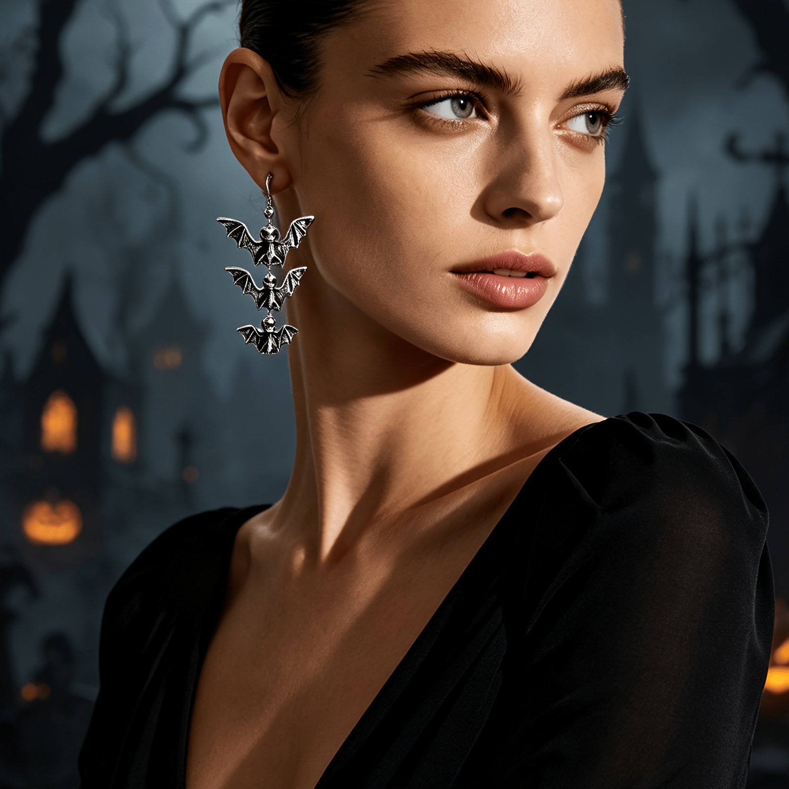 Women's Fashion Dropping Bat Shape Earrings, Distressed Effect